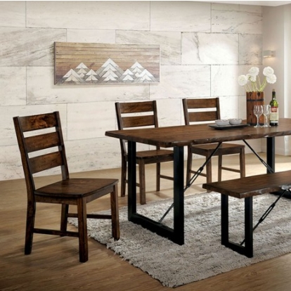 Furniture Of America Dulce Industrial Metal, Solid Wood, Wood Veneer, Others Walnut/Black Dining Table | CM3604T