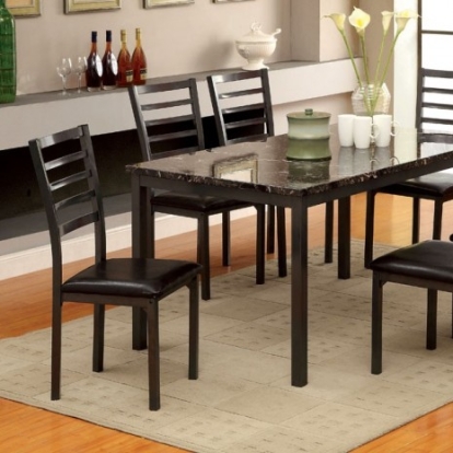 Furniture Of America Colman Transitional Faux Marble, Leatherette, Metal, Others Black Dining Table | CM3615T-60