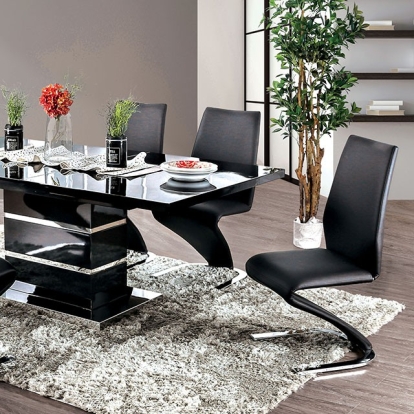 Furniture Of America Midvale Contemporary Black-Chrome Dining Table Model CM3650BK-T-TABLE