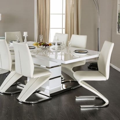 Furniture Of America Midvale Contemporary White/Chrome Dining Table Model CM3650T-TABLE