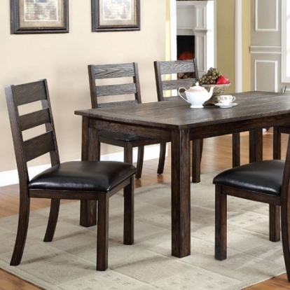Furniture Of America Edmonton Rustic Solid Wood, Wood Veneer, Others Dark Oak Dining Table | CM3680T