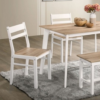 Furniture Of America Debbie Transitional Solid Wood, Others Natural/White 5 Pc. Dining Table Set | CM3714NT-T-BN-5PK