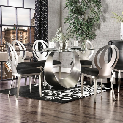 Furniture Of America Orla Contemporary Silver-Black Dining Table Model CM3726T-TABLE