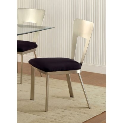 Furniture Of America Nova Contemporary Silver/Black Side Chair (2/Box) Model CM3728SC-2PK