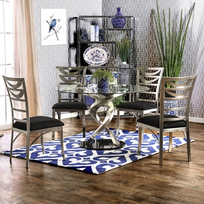 Furniture Of America Roxo Contemporary Silver-Black Dining Table Model CM3729T-TABLE