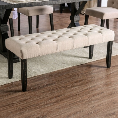 Furniture Of America Alfred Rustic Antique Black/Ivory Bench Model CM3735IV-BN