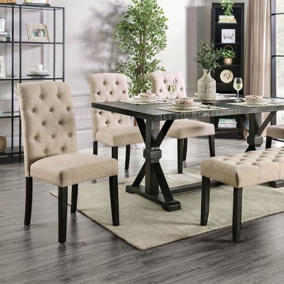 Furniture Of America Alfred Rustic Antique Black Dining Table Model CM3735T