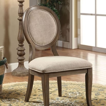 Furniture Of America Kathryn Transitional Rustic Oak/Beige Side Chair (2/Ctn) Model CM3872SC-2PK