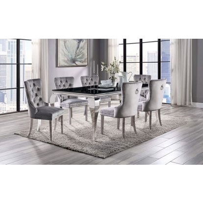Furniture Of America Neuveville Glam Black-Chrome Dining Table Model CM3903BK-T-TABLE