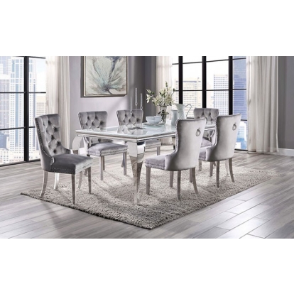Furniture Of America Neuveville Glam White-Chrome Dining Table Model CM3903WH-T-TABLE