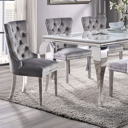 Furniture Of America Neuveville Glam White-Chrome Dining Table Model CM3903WH-T-TABLE