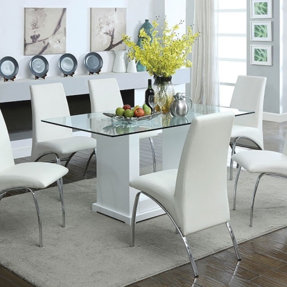 Furniture Of America Eva Contemporary White-Clear Dining Table Model CM3917T-TABLE