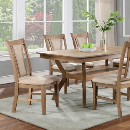 Furniture Of America Upminster Transitional Fabric, Solid Wood, Wood Veneer, Others Natural Tone Dining Table | CM3984NT-T