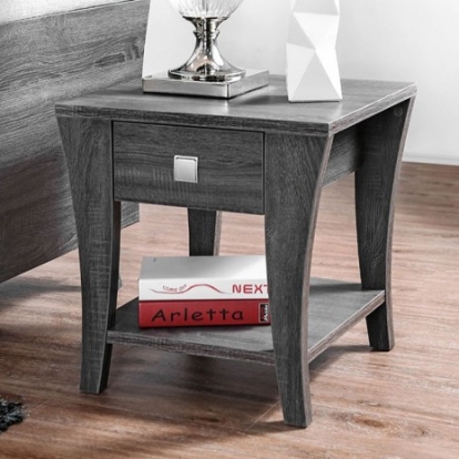 Furniture Of America Amity Transitional Replicated Wood, Solid Wood, Others Gray End Table | CM4085E