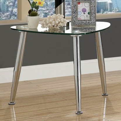 Furniture Of America Delany Contemporary Metal, Tempered Glass, Others Chrome End Table | CM4156E-PK