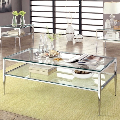 Furniture Of America Tanika Contemporary Chrome Coffee Table Model CM4162CRM-C-PK