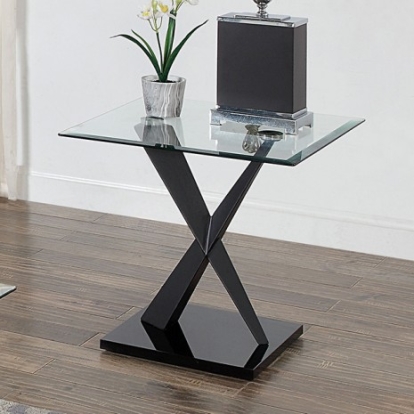 Furniture Of America Xanthus Contemporary Glass, Steel, Others Black End Table | CM4191BK-E-TABLE