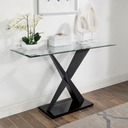 Furniture Of America Xanthus Contemporary Glass, Steel, Others Black Sofa Table | CM4191BK-S-TABLE