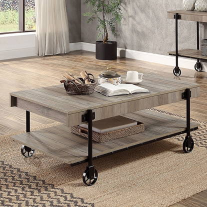 Furniture Of America Lobb Industrial Natural Tone-Black Coffee Table Model CM4217A-C