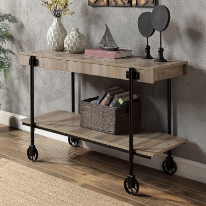 Furniture Of America Lobb Industrial Steel, Paper Veneer, Others Natural Tone/Black Sofa Table | CM4217A-S