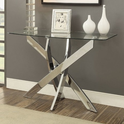 Furniture Of America Laila Contemporary Metal, Tempered Glass Chrome Sofa Table | CM4241S-TABLE