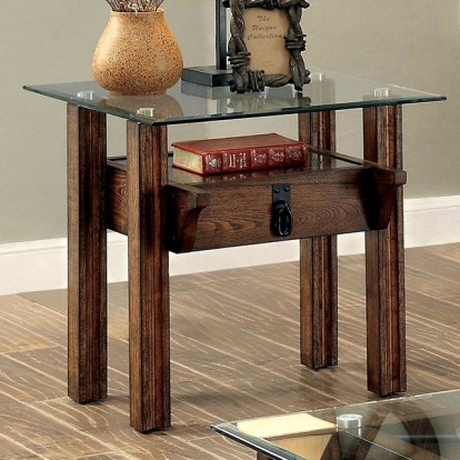 Furniture Of America Penny Industrial Medium Weathered Oak End Table Model CM4318E-PK