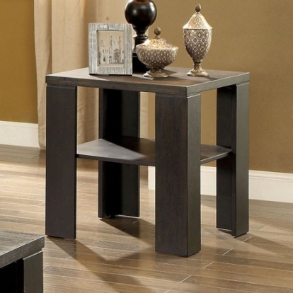 Furniture Of America Leda Transitional Solid Wood, Wood Veneer, Others Antique Black End Table | CM4328E