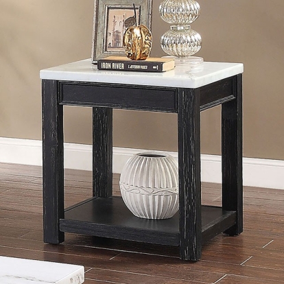 Furniture Of America Mcgill Rustic White-Antique Black End Table Model CM4337E