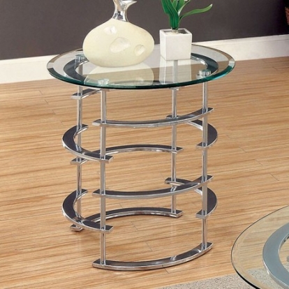 Furniture Of America Clonmel Contemporary Metal, Tempered Glass Chrome End Table, Chrome | CM4359CRM-E