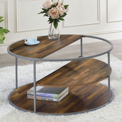 Furniture Of America Orrin Industrial Steel, Paper Veneer, Others Gray/Walnut Coffee Table | CM4396GY-C