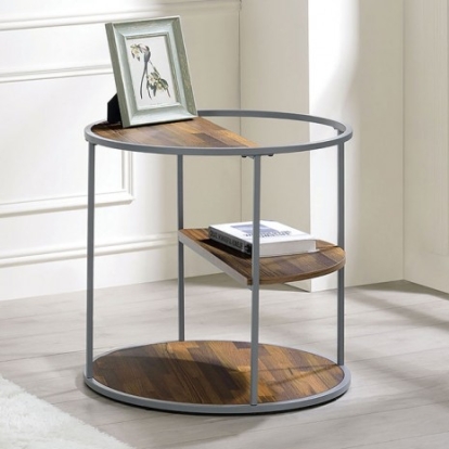 Furniture Of America Orrin Industrial Steel, Paper Veneer, Others Gray/Walnut End Table | CM4396GY-E