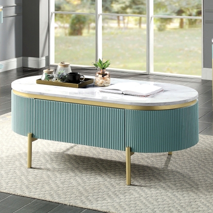Furniture Of America Koblenz Glam Light Teal Coffee Table Model CM4412GR-C