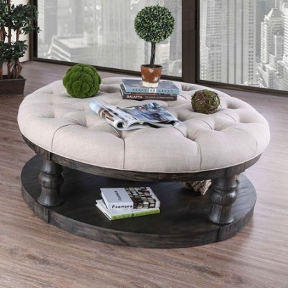 Furniture Of America Mika Rustic Fabric, Solid Wood, Wood Veneer, Others Antique Gray Coffee Table | CM4424GY-F-C