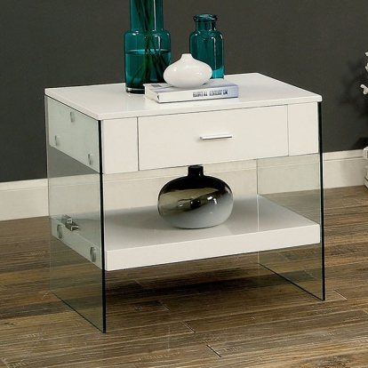 Furniture Of America Raya Contemporary White End Table Model CM4451WH-E