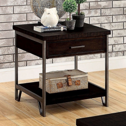 Furniture Of America Wasta Industrial Dark Oak End Table Model CM4499E