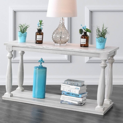 Furniture Of America Arlington Rustic Antique White Sofa Table Model CM4520S