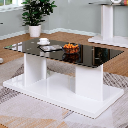 Furniture Of America Mannedorf Contemporary Black-White Coffee Table Model CM4567WH-C
