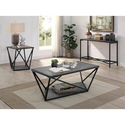 Furniture Of America Ciana Contemporary Gray-Sand Black End Table Model CM4744E