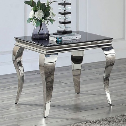 Furniture Of America Wetzikon Glam Glass, Metal Black/Silver End Table | CM4903BK-E-TABLE