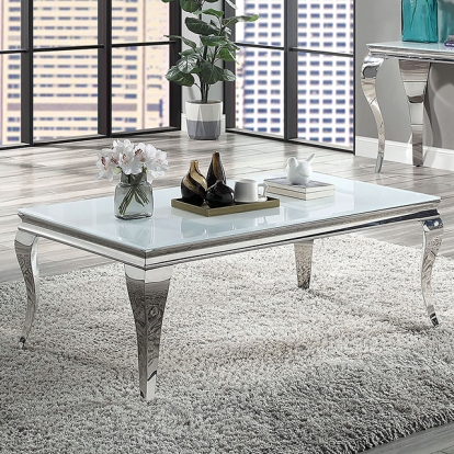 Furniture Of America Wetzikon Glam White-Silver Coffee Table Model CM4903WH-C-TABLE