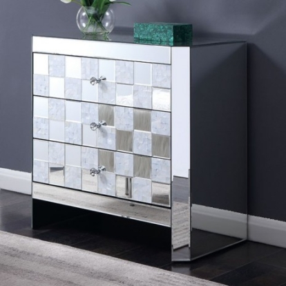 Furniture Of America Lesedi Contemporary Glass, Mother Of Pearl, Others Silver End Table | CM534ST-B
