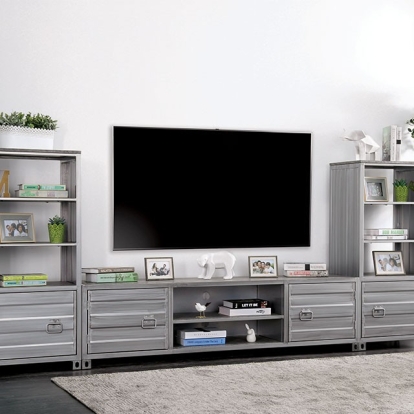 Furniture Of America Mccredmond Industrial Silver Pier Cabinet Model CM5458-PCR