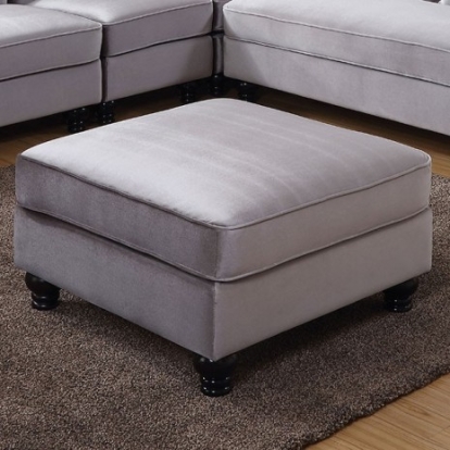 Furniture Of America Jolanda Traditional Flannelette Gray Ottoman | CM6158GY-OT