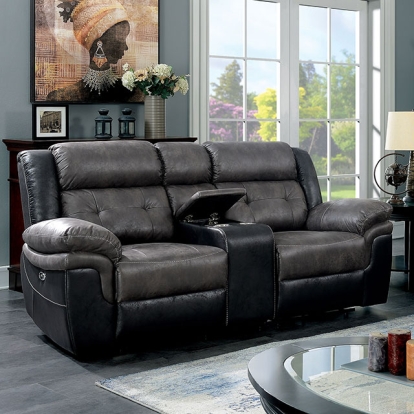 Furniture Of America Brookdale Transitional Gray-Black Power Loveseat Model CM6217GY-LV