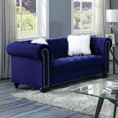 Furniture Of America Giacomo Glam Blue Loveseat Model CM6240BL-LV-PK