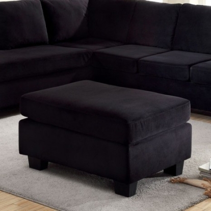 Furniture Of America Lomma Transitional Flannelette, Solid Wood, Others Black Ottoman | CM6316-OT