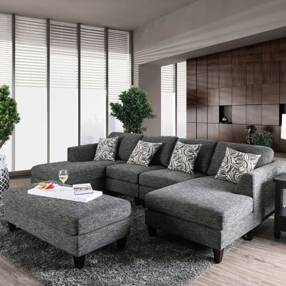 Furniture Of America Lowry Transitional Gray Sectional W/ Ottoman Model CM6363-SET