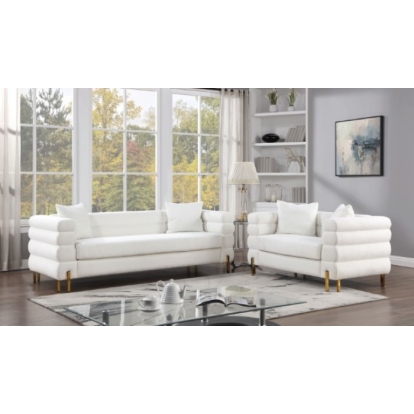 Furniture Of America Landovery Contemporary White-Gold Sofa Model CM6454WH-SF-PK