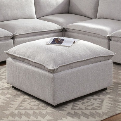 Furniture Of America Arlene Contemporary Linen-Like, Solid Wood, Others Light Gray Ottoman | CM6547-OT
