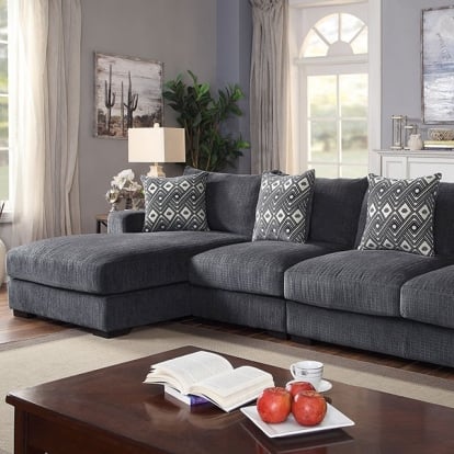 Furniture Of America Kaylee Contemporary Gray Large L-Sectional W/ Left Chaise Model CM6587-SECT-LL